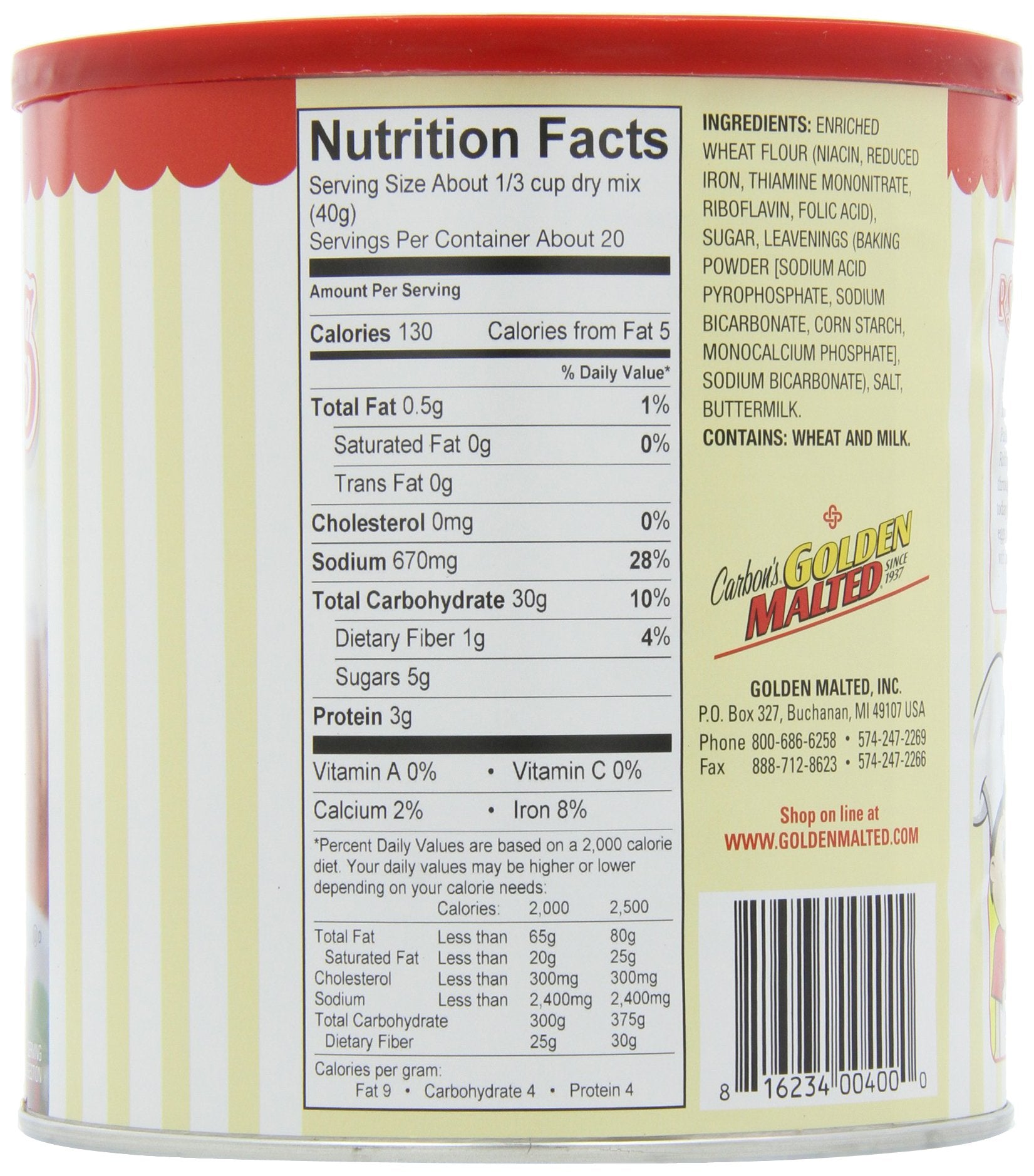 Golden Malted Robby's Buttermilk Pancake Mix, 33-Ounce Cans (Pack of 3)