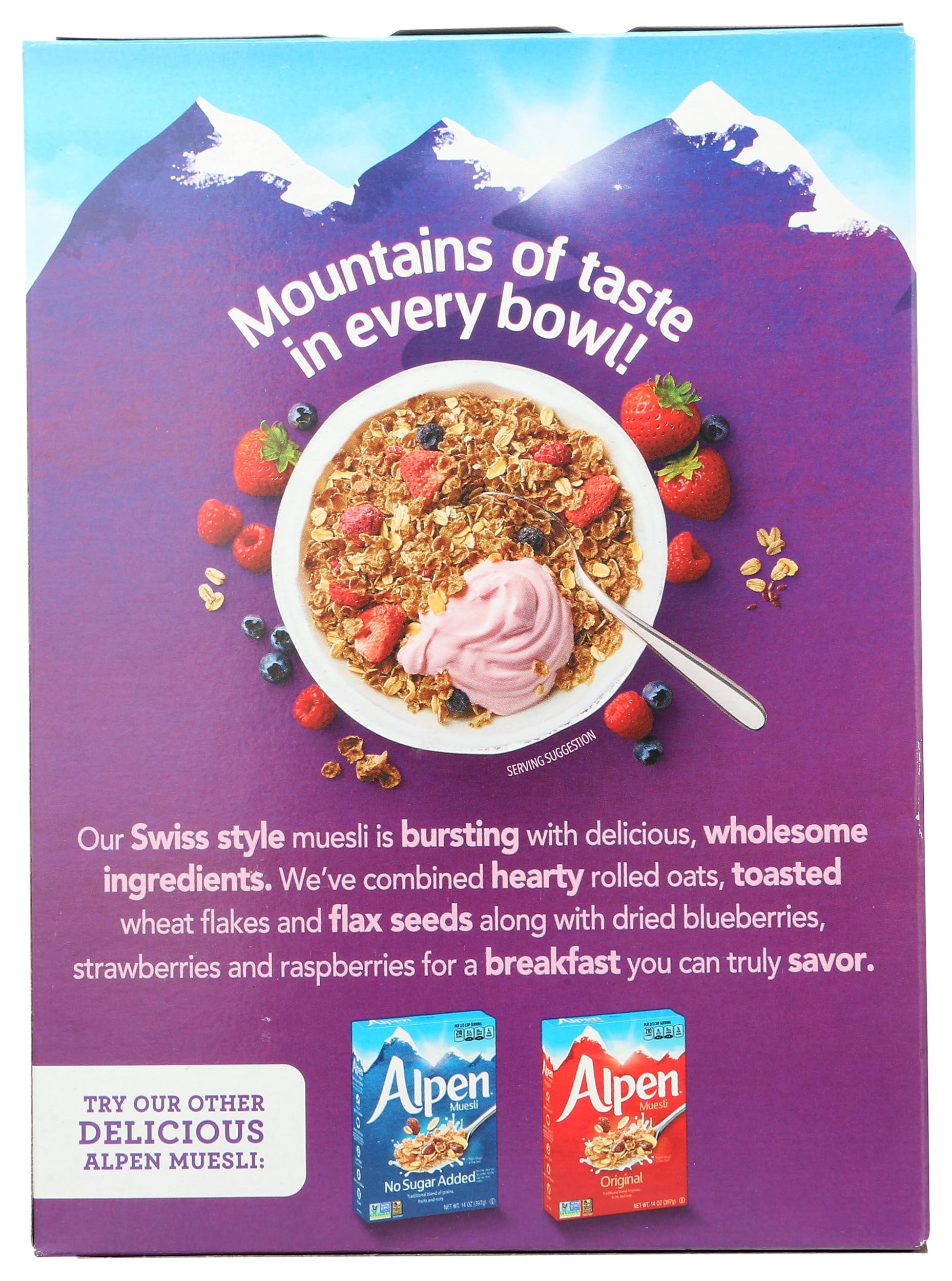 Alpen Triple Berry No Sugar Added Muesli, Swiss Style Muesli Cereal, Whole Grain, Non-GMO Project Verified, Heart Healthy, Kosher, Vegan, Made