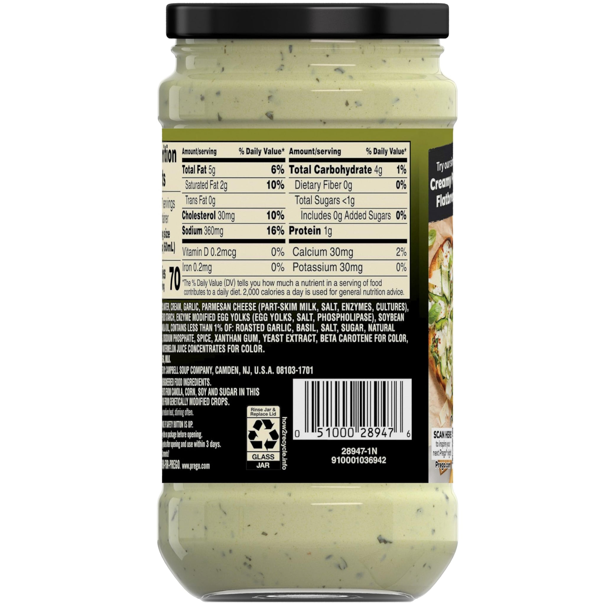 Prego Creamy Roasted Garlic Pesto Pasta Sauce, 14.5 oz Jar