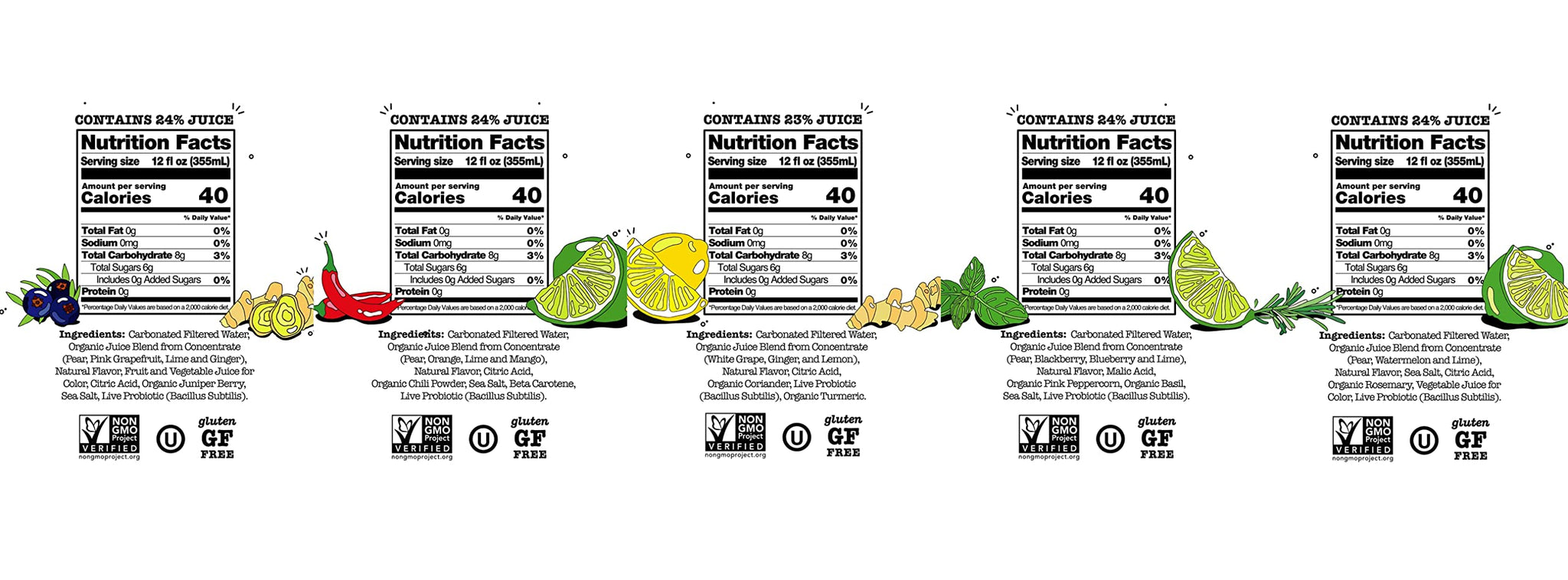 Culture Pop Sparkling Probiotic Soda 5 Flavor Variety Pack 40 Calories per can, Vegan, Non-GMO | 12 Fl Oz Cans Pack of 10