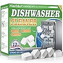 Dishwasher Cleaner and Deodorizer Tablets-12 Pack, Heavy Duty Deep Cleaning Descaler Pods for Dish Washer Machine, Removes Limescale, Odor, Grease
