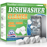Dishwasher Cleaner and Deodorizer Tablets-12 Pack, Heavy Duty Deep Cleaning Descaler Pods for Dish Washer Machine, Removes Limescale, Odor, Grease
