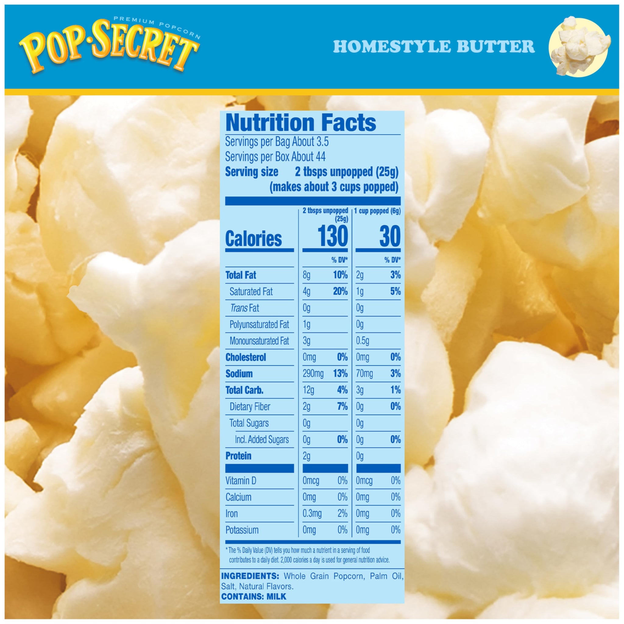Pop Secret Microwave Popcorn, Homestyle Butter Flavor, 3.2 Oz Sharing Bags, 12 Ct