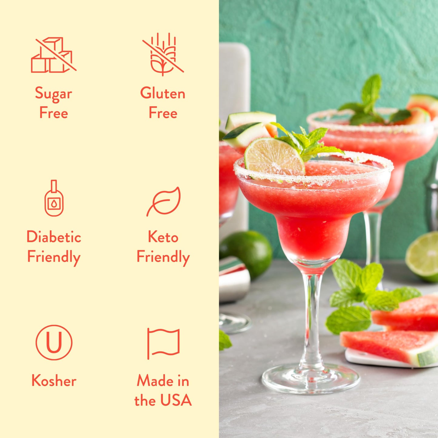 Jordan's Skinny Mixes Sugar Free Strawberry Key Lime Margarita Mix, Flavored Cocktail Mixer for Drinks, Marg Drink Flavoring for Cocktails