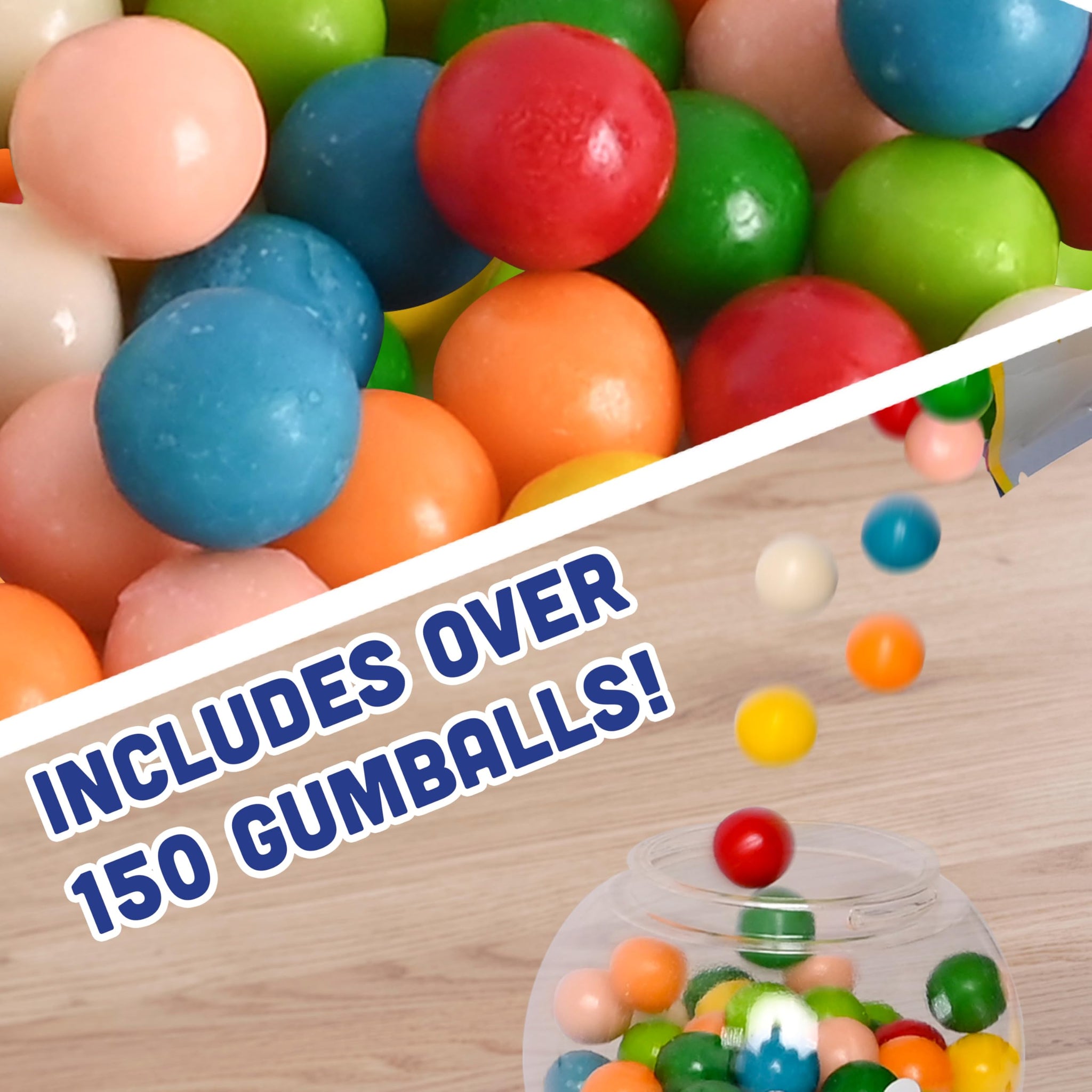 Toymendous Gumballs for Gumball Machine, 15oz Assorted Chewing Gum Fruit Flavored Bubble Gum, Gluten Free, 193 pieces