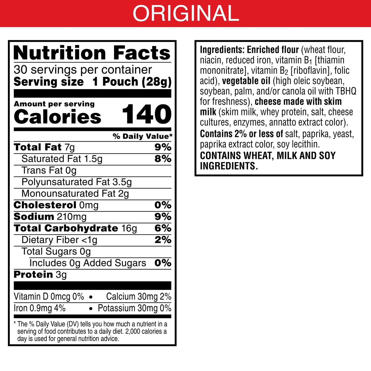Cheez-It Cheese Crackers, Baked Snack Crackers, Valentine's Day Snacks, Original, 30oz Box (30 Packs)