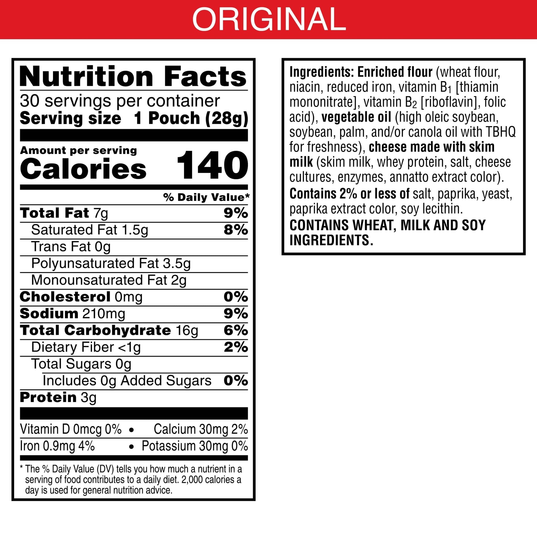 Cheez-It Cheese Crackers, Baked Snack Crackers, Valentine's Day Snacks, Original, 30oz Box (30 Packs)