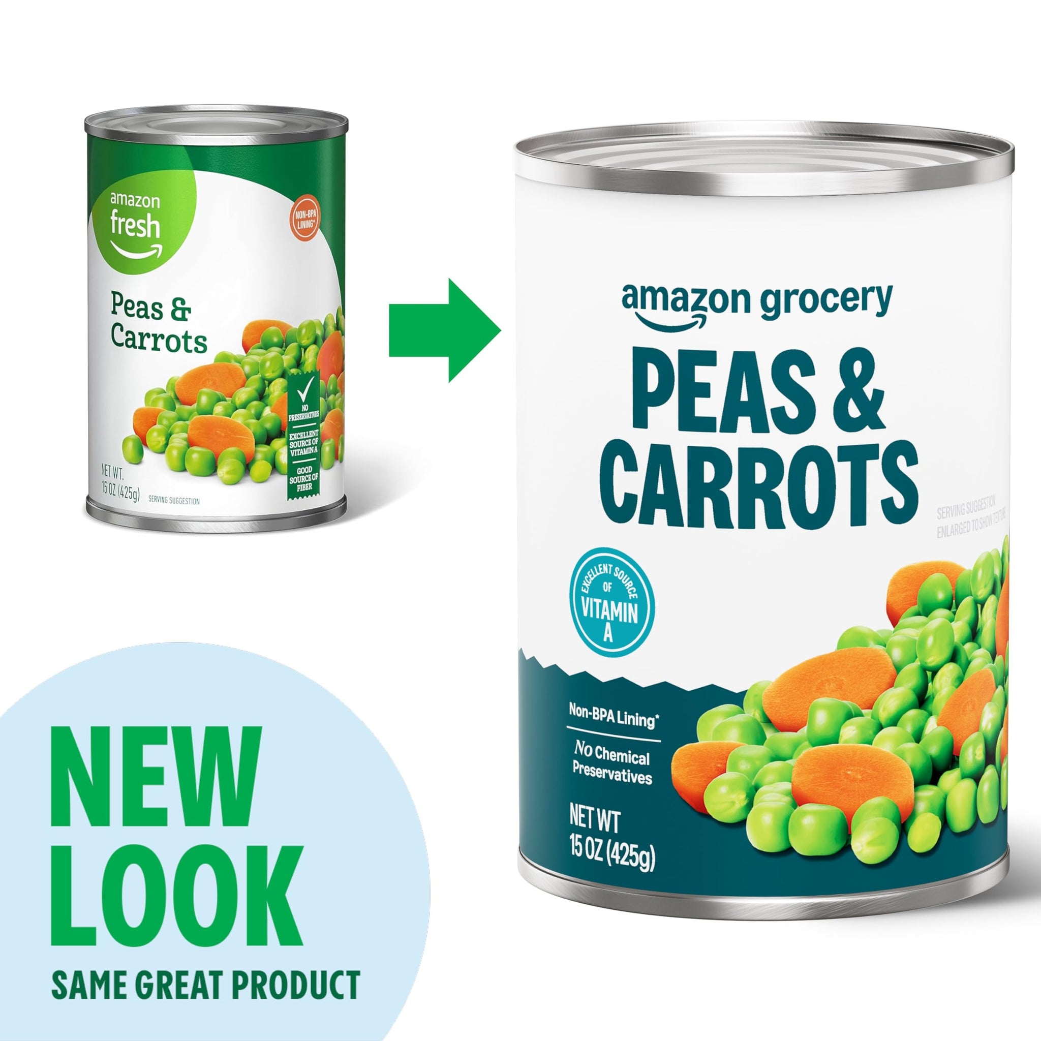 Amazon Grocery, Canned Peas and Carrots, 15 Oz