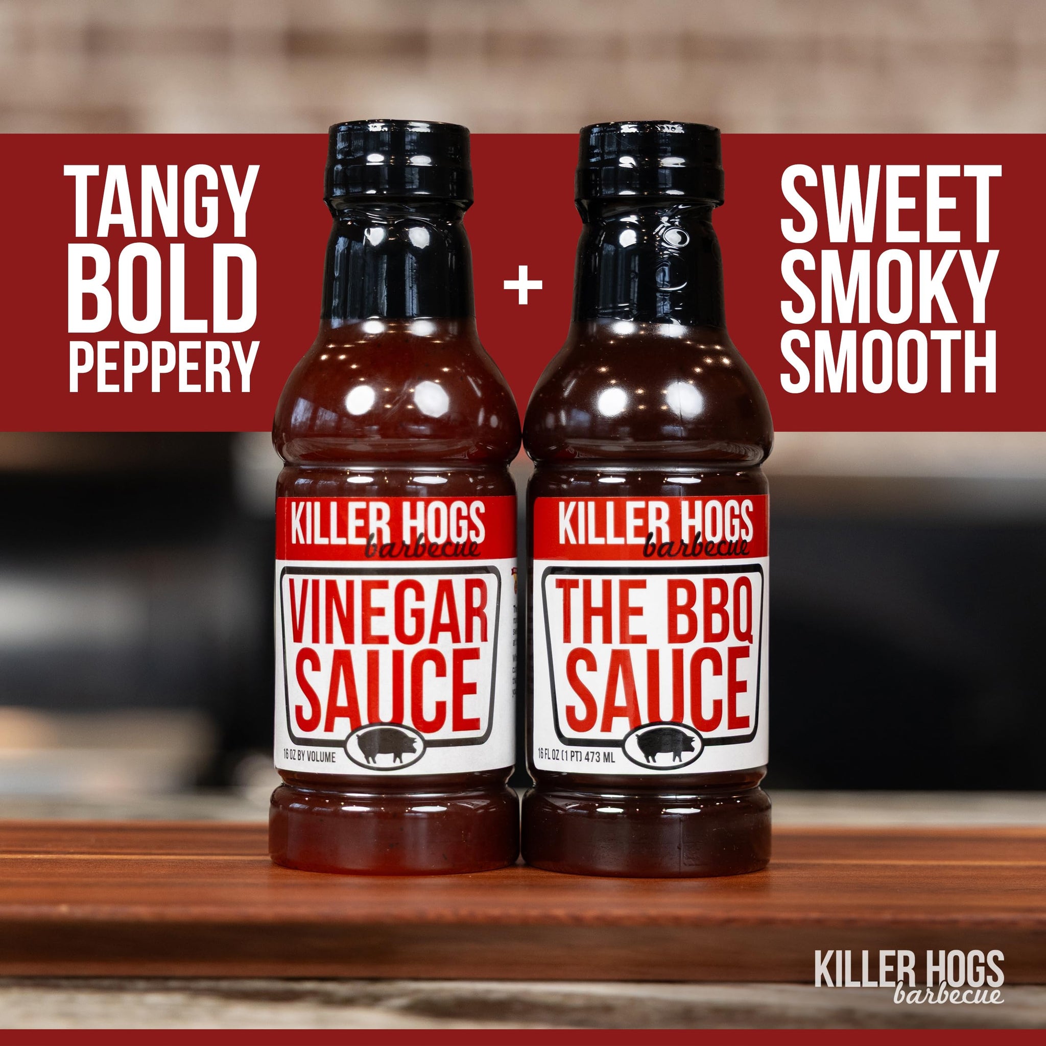Killer Hogs The BBQ Sauce & Vinegar Sauce Pack of 2 Bottles | Use for all your Grillings Needs including Chicken, Beef, and Pork | 16 oz Per Bottle |