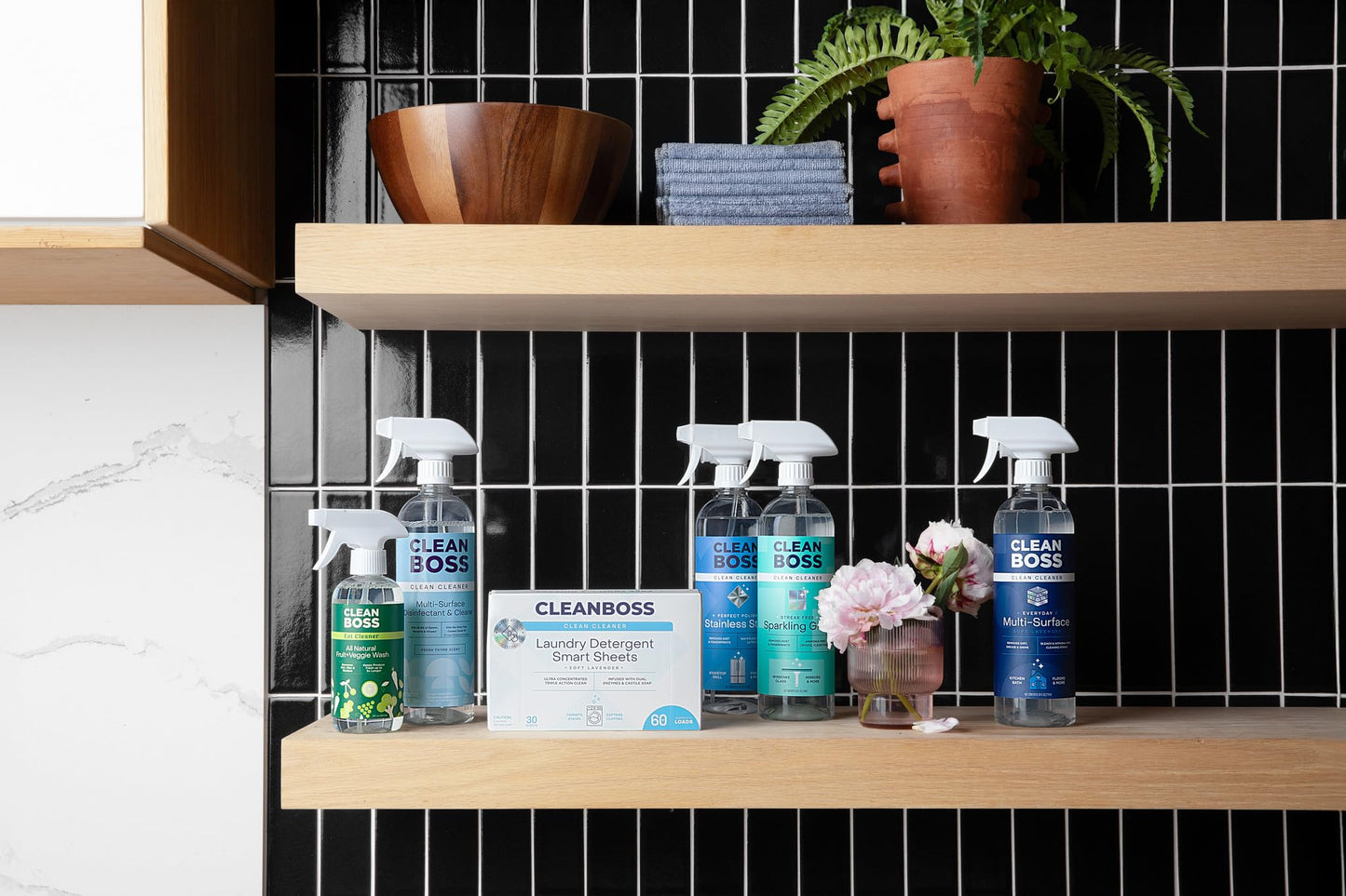 CleanBoss Sparkling Glass Cleaner, Streak-Free Formula for Windows and Mirrors, Plant-Powered (2)