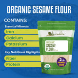 Kevala Organic Sesame Flour - 50% Protein Flour Made with Non GMO Sesame Seeds, With Mild Sesame Flavor, Vegan Protein Source, For Making Bread