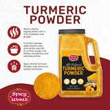 Spicy World Turmeric Powder 5 LB Jar - Gluten Free, Bulk Turmeric with Curcumin, Ground Haldi Spice for Cooking, Pure Curcuma Longa, Non-GMO