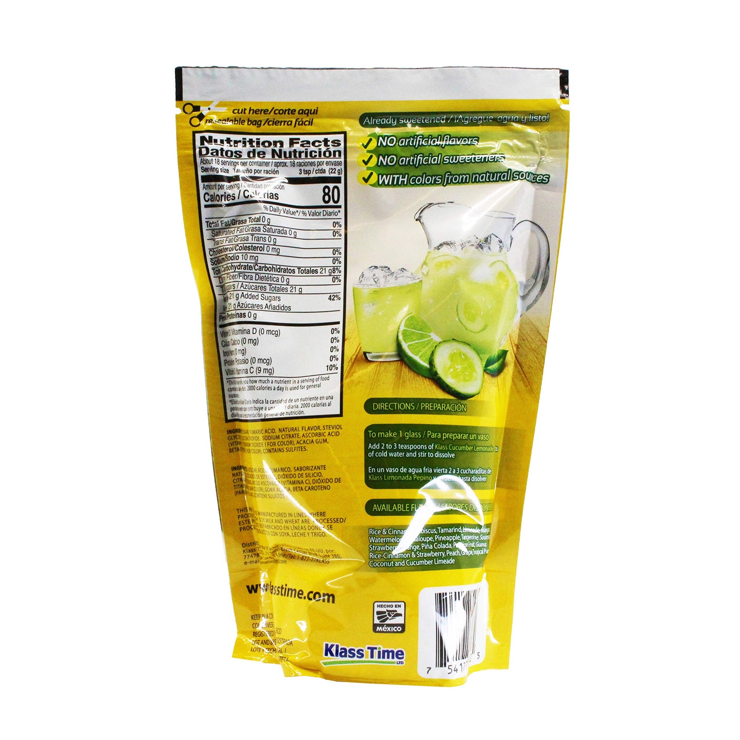 Klass Listo Limonada Pepino Blended Mexican Cucumber Lemonade Drink Mix (2 x 14.1 oz. Packets)