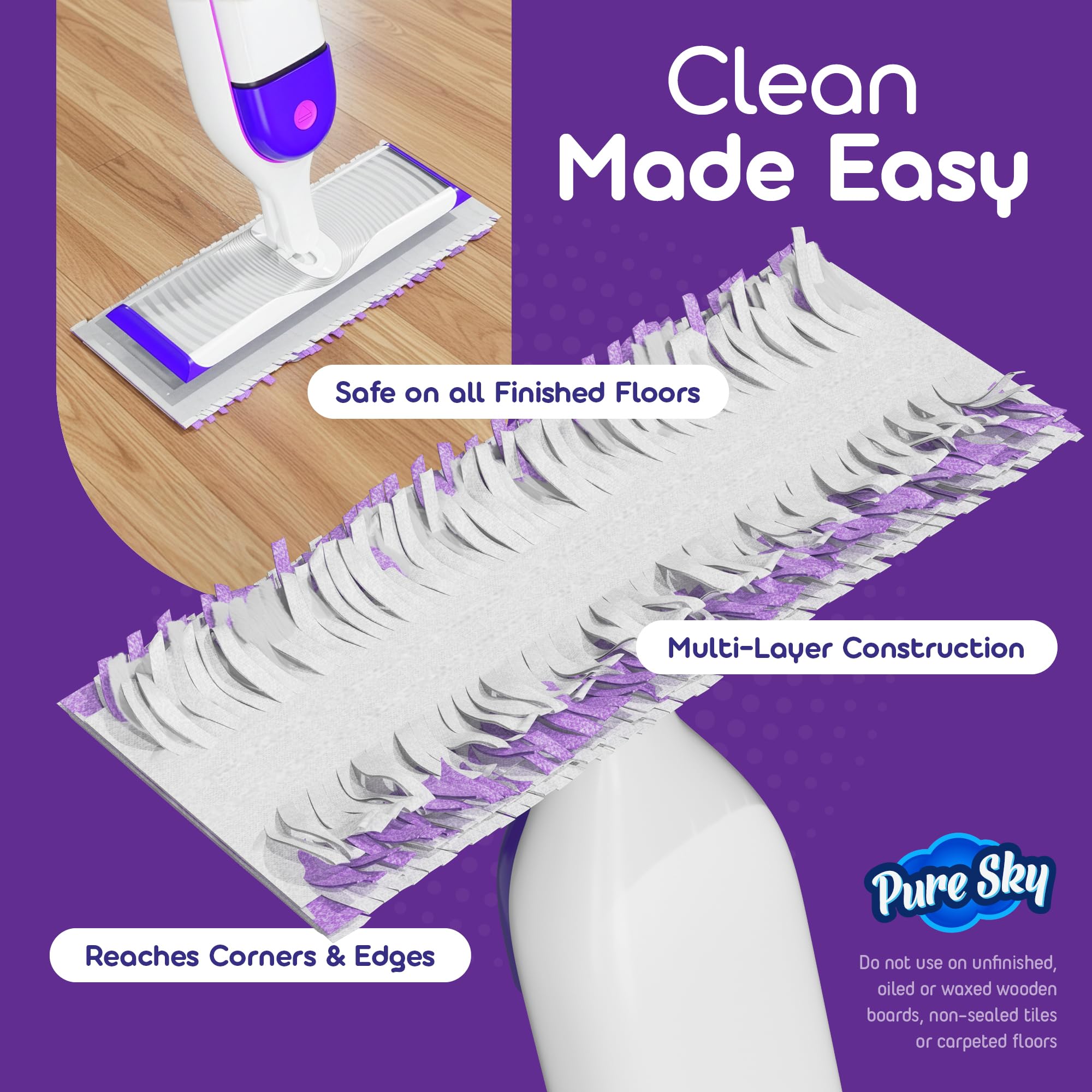 30 Pack Power Mop Refills, Pads for Swiffer PowerMop - Upgraded Design with Full Width, Improved Absorbent Layer, 5X Cleaning - Heavy Duty Replacement