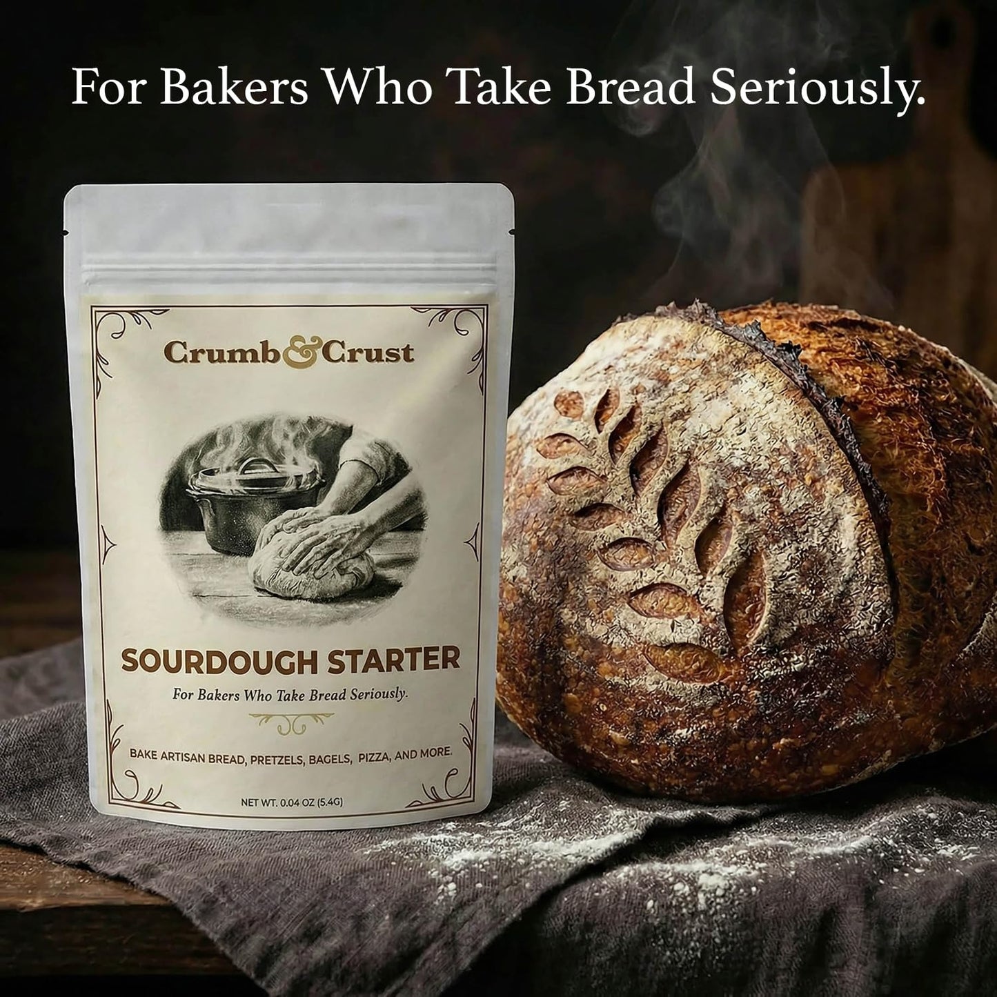 Crumb & Crust Premium Sourdough Starter Culture - Dehydrated Sourdough Starter w/Live Active Cultures for Artisan Bread Baking, Open Crumb & Crisp Crust - Natural Fermentation - Non-GMO - Made in USA