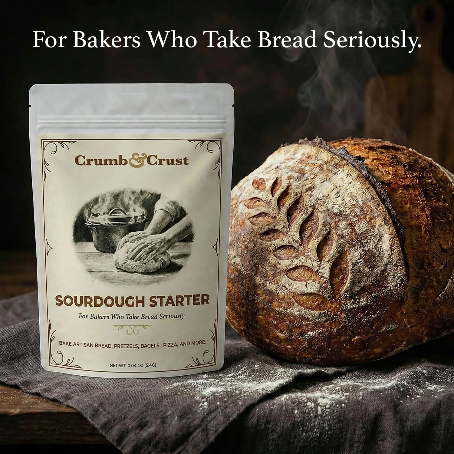 Crumb & Crust Premium Sourdough Starter Culture - Dehydrated Sourdough Starter w/Live Active Cultures for Artisan Bread Baking, Open Crumb & Crisp Crust - Natural Fermentation - Non-GMO - Made in USA