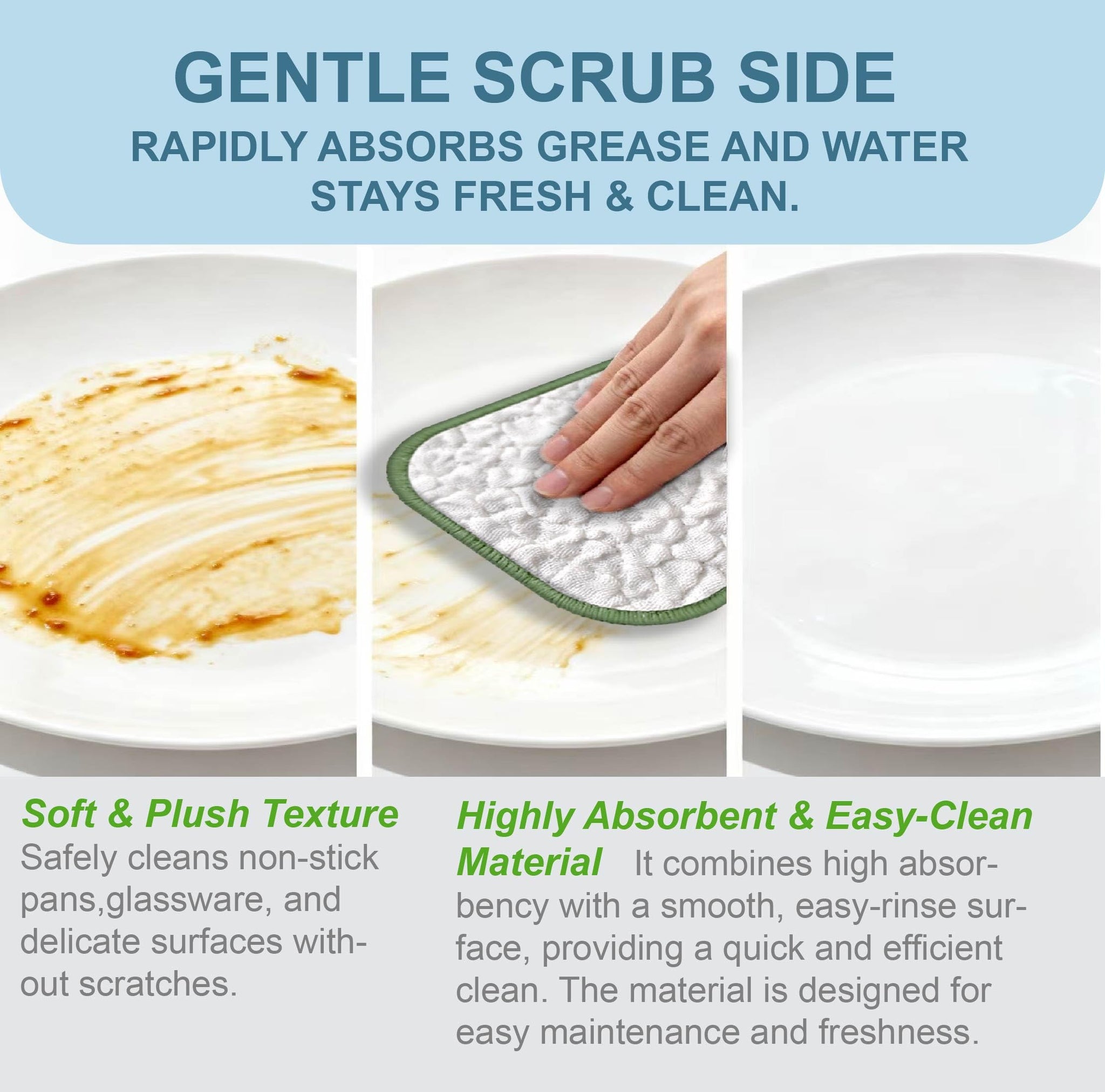 SHINETAO 6PCS Double-Sided Non-Scratch Cleaning Cloths - Reusable Scrub Pads & Dish Cloths, Fast-Dry & Odor-Resistant for Non-Stick Pans, Glass