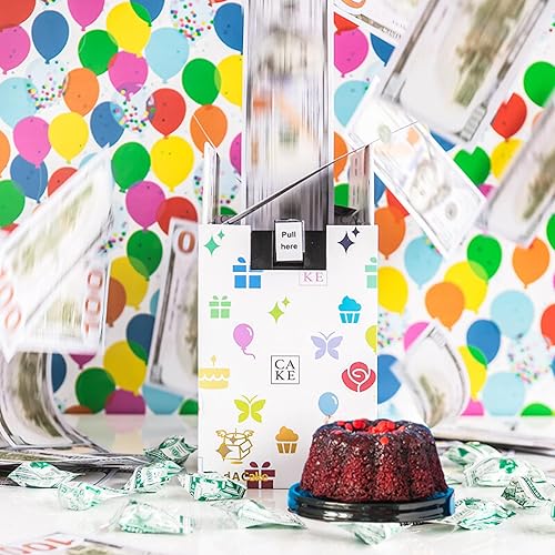 Celebration Billionaire Explosion Cake Box by Send A Cake, Ready-to-Gift Surprise with Mini Bundt Cakes, Candies & Music - Fun Birthday & Party Gift