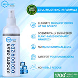 Wellproof 2-in-1 Sports Gear Cleaner & Odor Eliminator - 3X Powerful Nano-Enzyme Deodorizer for Athletic Gear, Baseball, Hockey, Football, Boxing