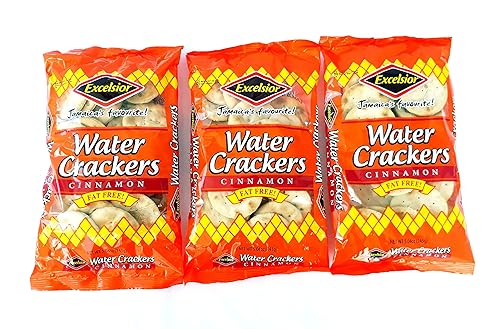Excelsior Water Crackers FAT FREE Cinnamon 143g/5.04oz x 3 packs Jamaica's Favourite