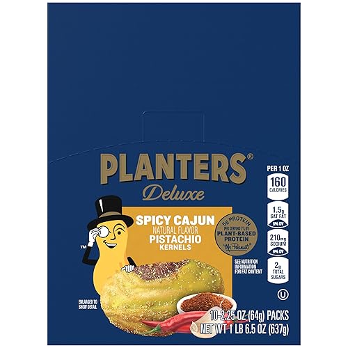 PLANTERS Spicy Cajun Pistachio Kernels, 2.25 oz Pack (Pack of 10)