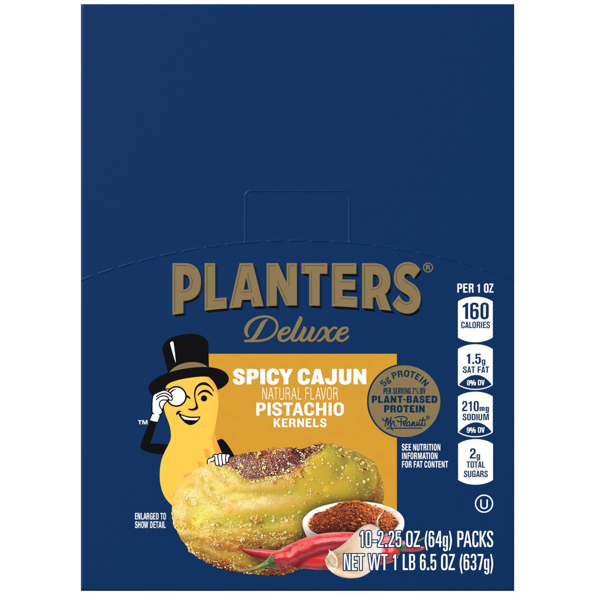 PLANTERS Spicy Cajun Pistachio Kernels, 2.25 oz Pack (Pack of 10)