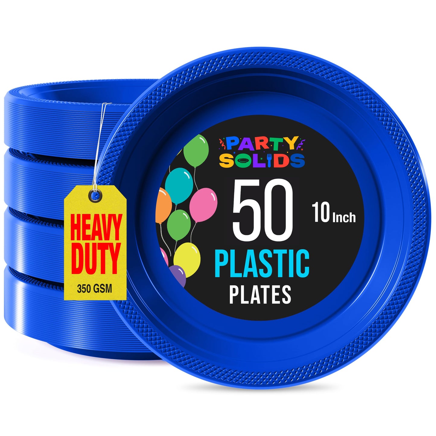 Exquisite Party Solids Dark Blue Plastic Plates For Party Supplies 10" Dark Blue Disposable Plates Heavy Duty 50 Pcs Plastic Dinnerware Sets Heavy