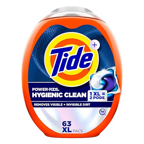 Tide Hygienic Clean Power PODS Laundry Detergent Pacs, Original Scent, 63 Count, Removes Visible and Invisible Dirt