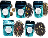 5 Black Tea Samplers, Caffeinated, Sweet Black Tea (No Sugar Added), Dragon Pearls Tea, Golden Monkey Tea, Ginger Peach Tea, Strawberry Blueberry Tea