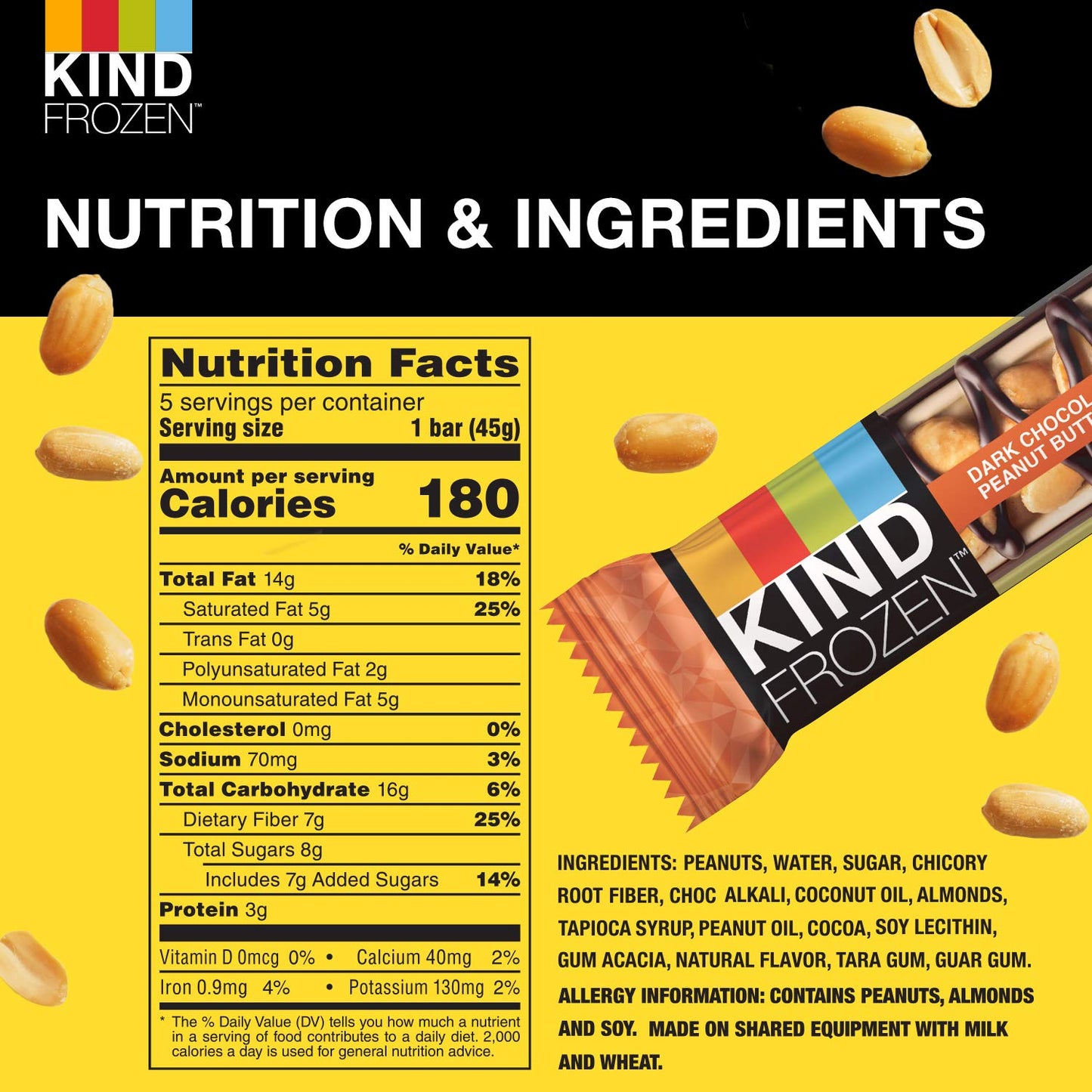 KIND FROZEN Frozen Dark Chocolate Peanut Butter Treat Bars, 1.60 Fl Oz (Pack Of 5) (Frozen)
