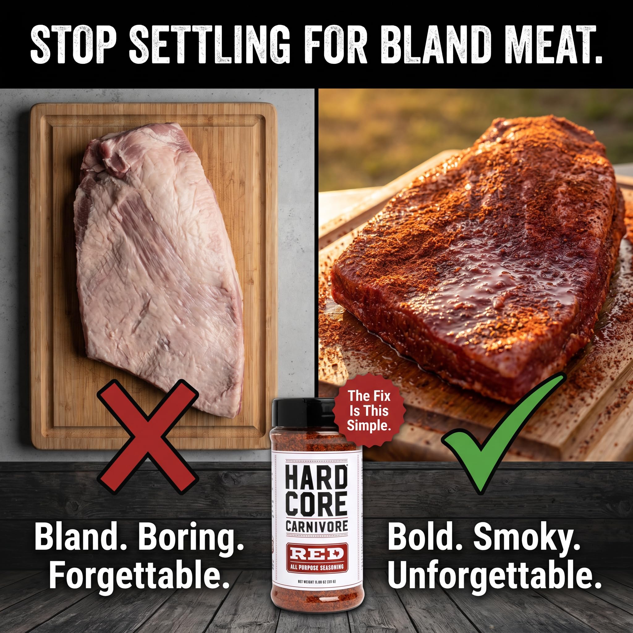 Hardcore Carnivore Red Bar-B-Q Rub Seasoning - 11 oz Shaker - Rib Rub and Brisket Rub - Burger Seasoning and Steak Rub - Meat Rub Bbq Rub Seasoning