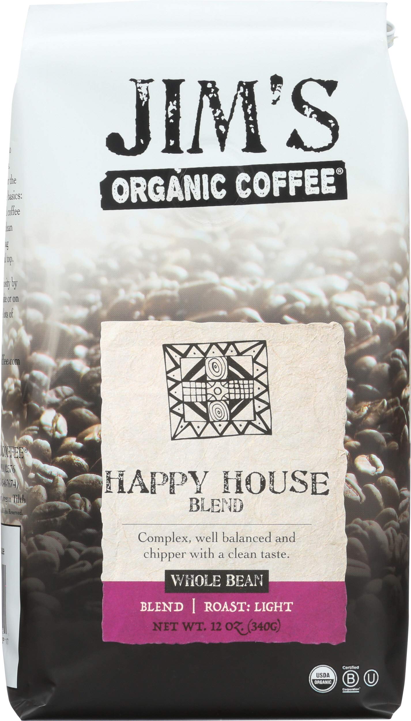 Jims Organic Coffee Happy House Blend, 12 oz