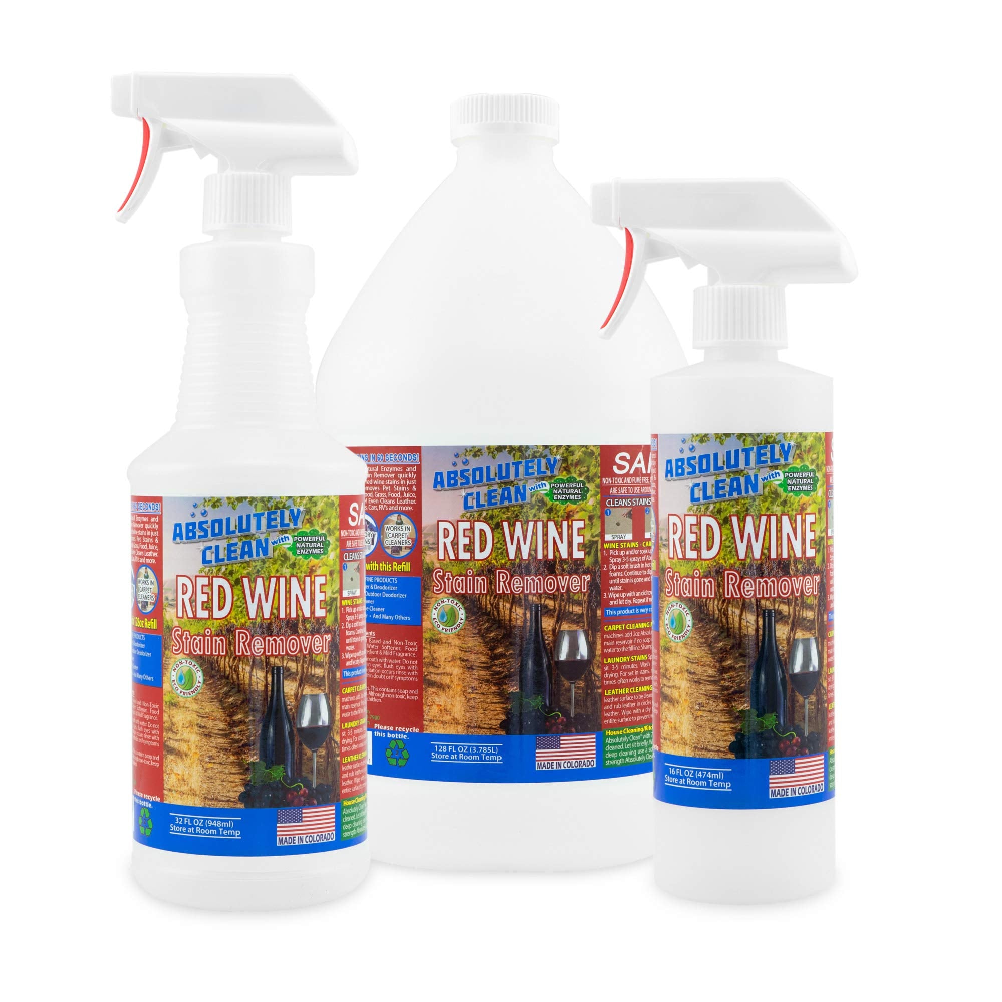 Amazing Red Wine Stain Remover - Natural Enzymes Eliminate Wine Stains Fast - Cleans Carpet, Upholstery, Clothing, Table Cloth & More - USA Made