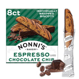 Nonni's Espresso Chocolate Chip Biscotti Cookies - Espresso Chocolate Chip Cookies - Biscotti Italian Cookies w/Dark Chocolate - Italian Biscotti
