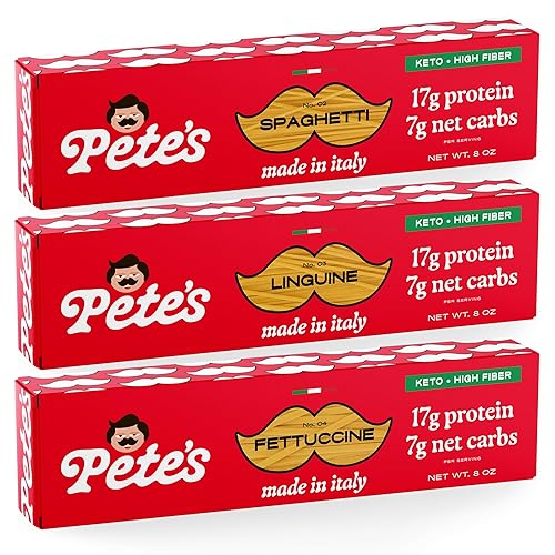 Low Carb, Protein Pasta Variety | Spaghetti, Fettuccine, Linguine with 17g Protein, 7g Carbs | Healthy, Keto Pasta Made in Italy | 3-Pack, 8oz