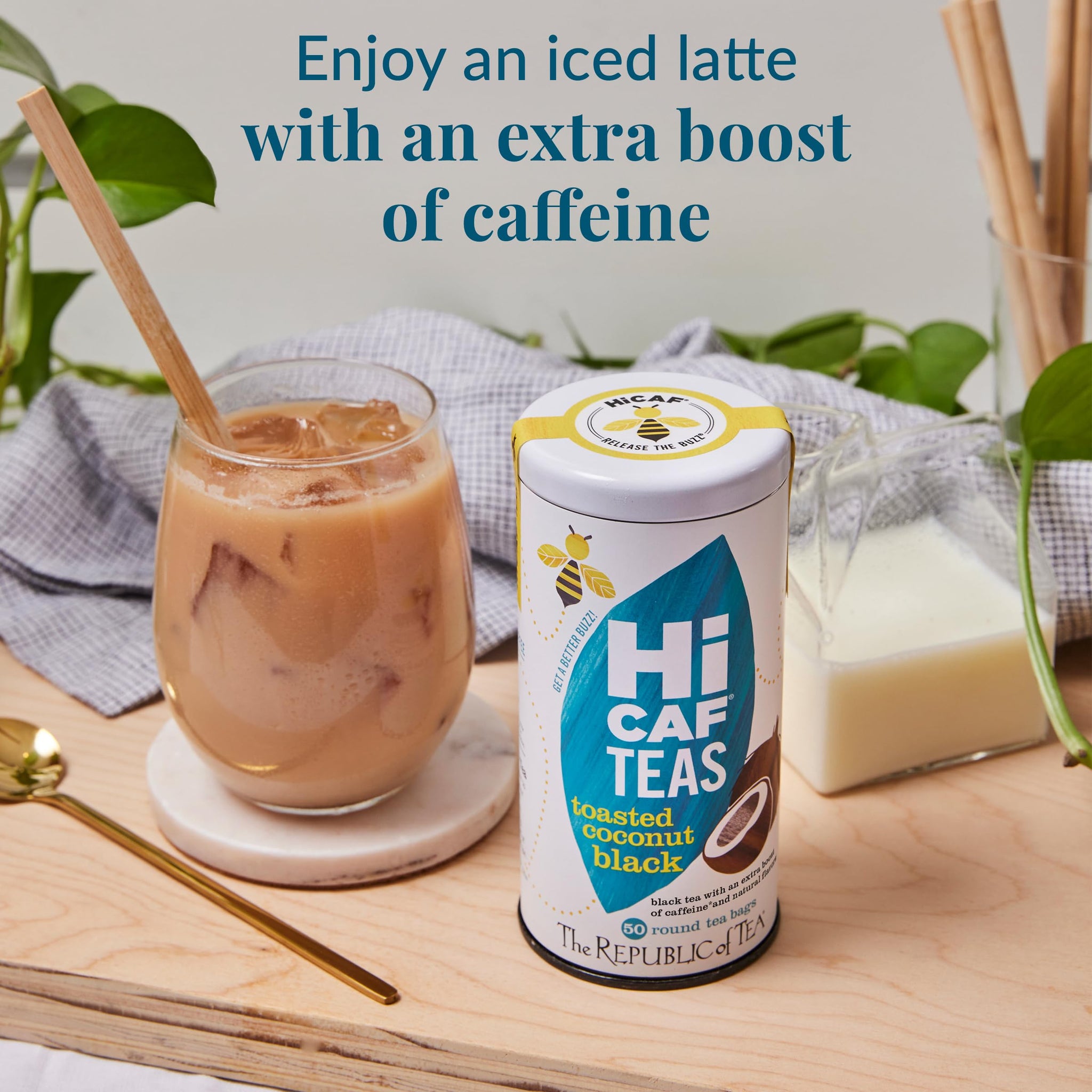 The Republic of Tea - HiCAF Toasted Coconut Black Tea, 50 Tea Bags, High in Caffeine