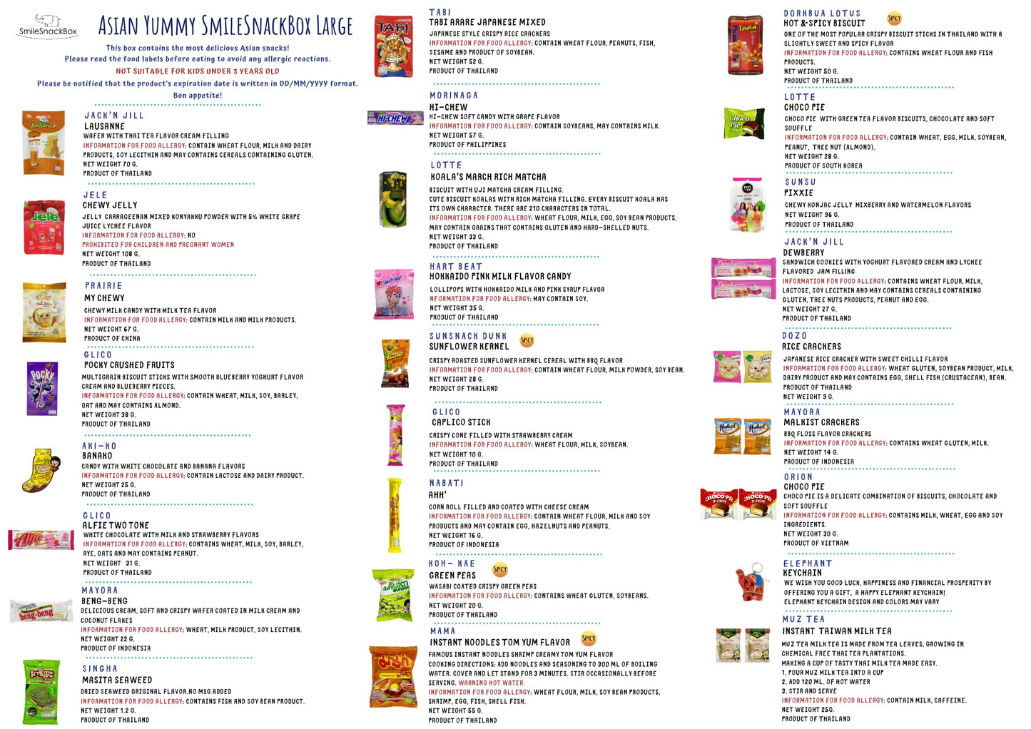 Thai Asian Yummy Snacks Variety Pack for Adults Kids Teens - Snacks Box Care Package (30 Count)