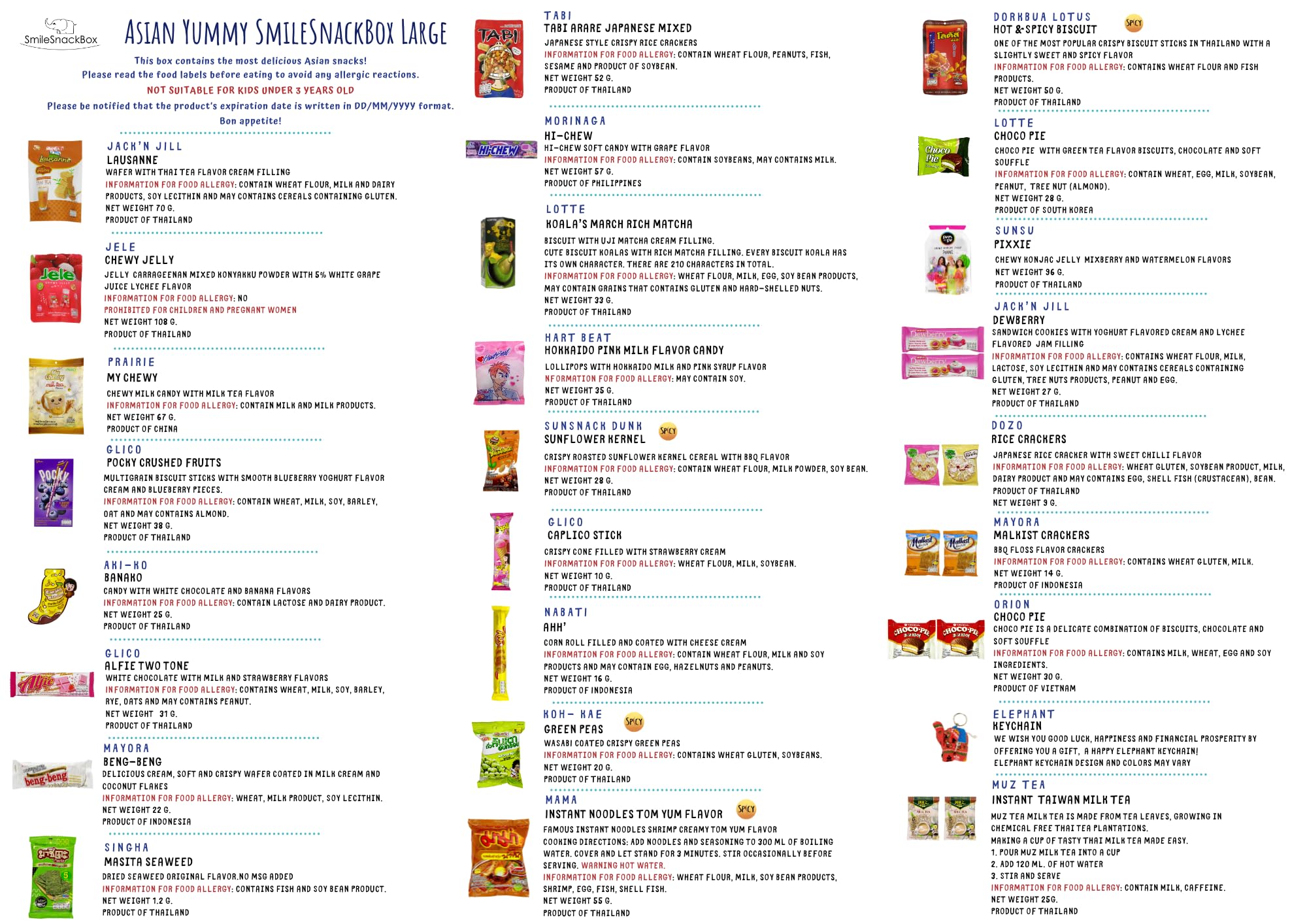 Thai Asian Yummy Snacks Variety Pack for Adults Kids Teens - Snacks Box Care Package (30 Count)