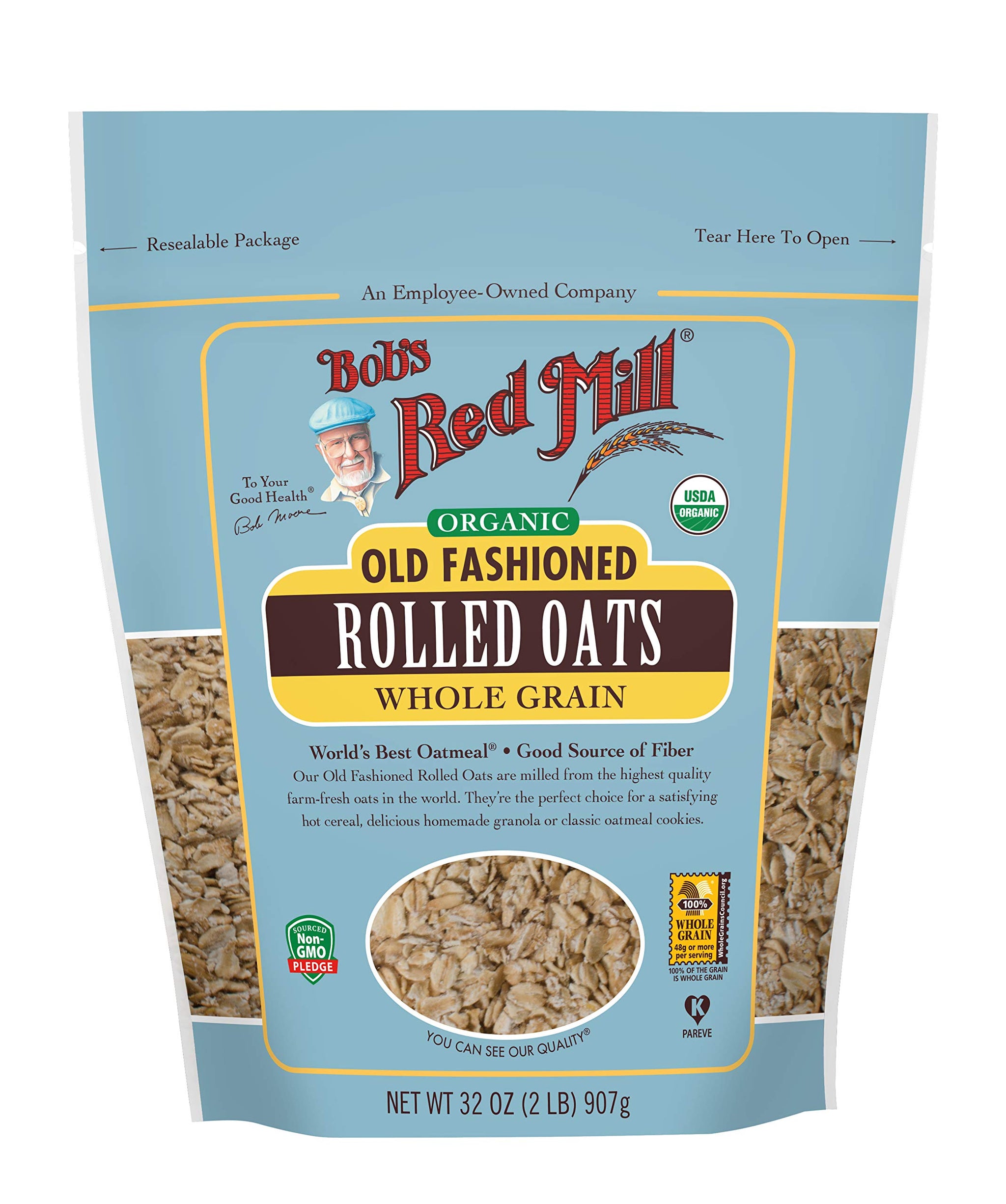 Bob's Red Mill Gluten Free Old Fashioned Rolled Oats, 32 Ounce (Pack of 4)