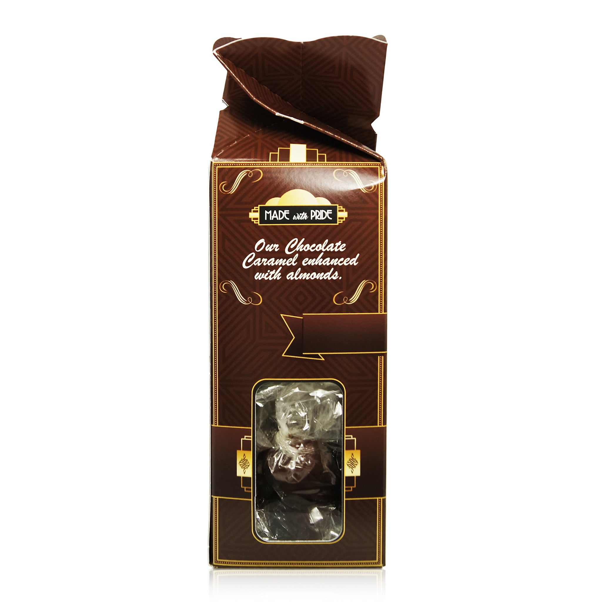 Pioneer Valley Almond Chocolate Caramels 8oz Box (Soft, Premium, Artisanal Caramels)