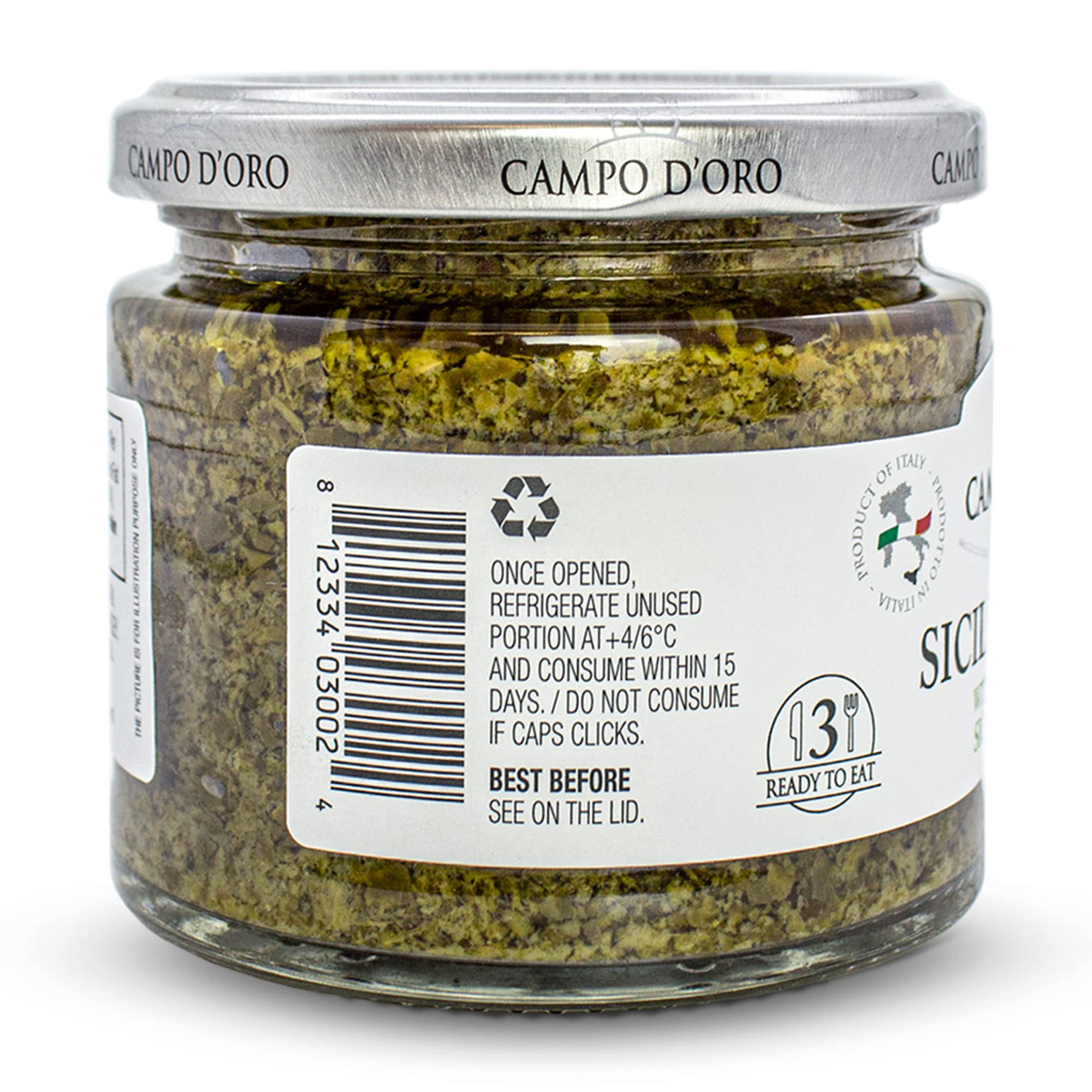 CAMPO D'ORO - Basil Pesto with Pecorino, Sicilian Creamy Pesto, 6.35 oz