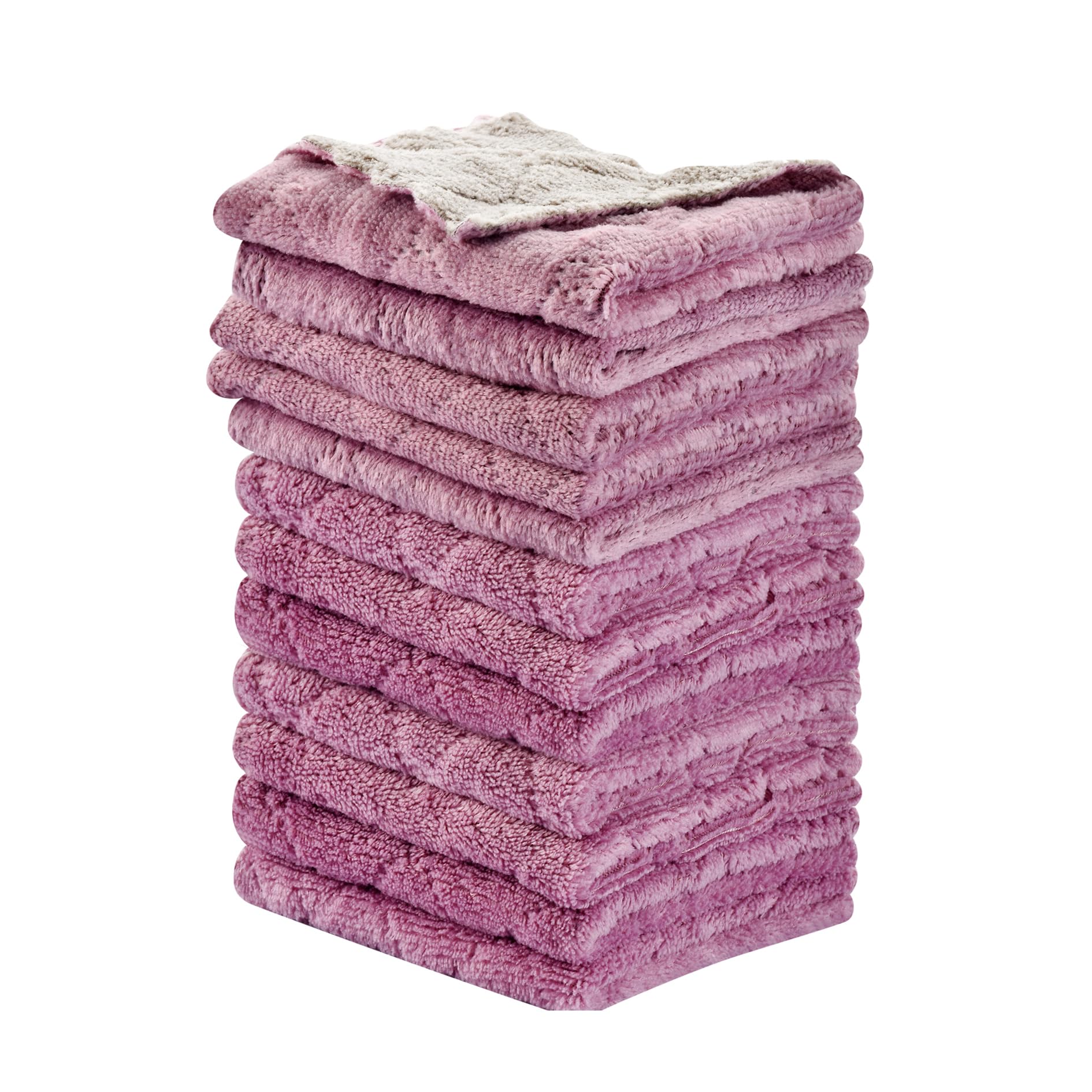OstWony 12PCS Kitchen Towels Dish Towels, Multipurpose Reusable Dish Cloths, Double-Sided Microfiber Cleaning Rags for Furniture, Tea, Bowl, 10x 6