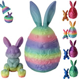 JimZePong 3D Printed Easter Eggs with Bunny Inside, Prefilled Easter Bunny Egg Alternative, 3D Printed Articulated Rabbit Surprise Egg for Easter