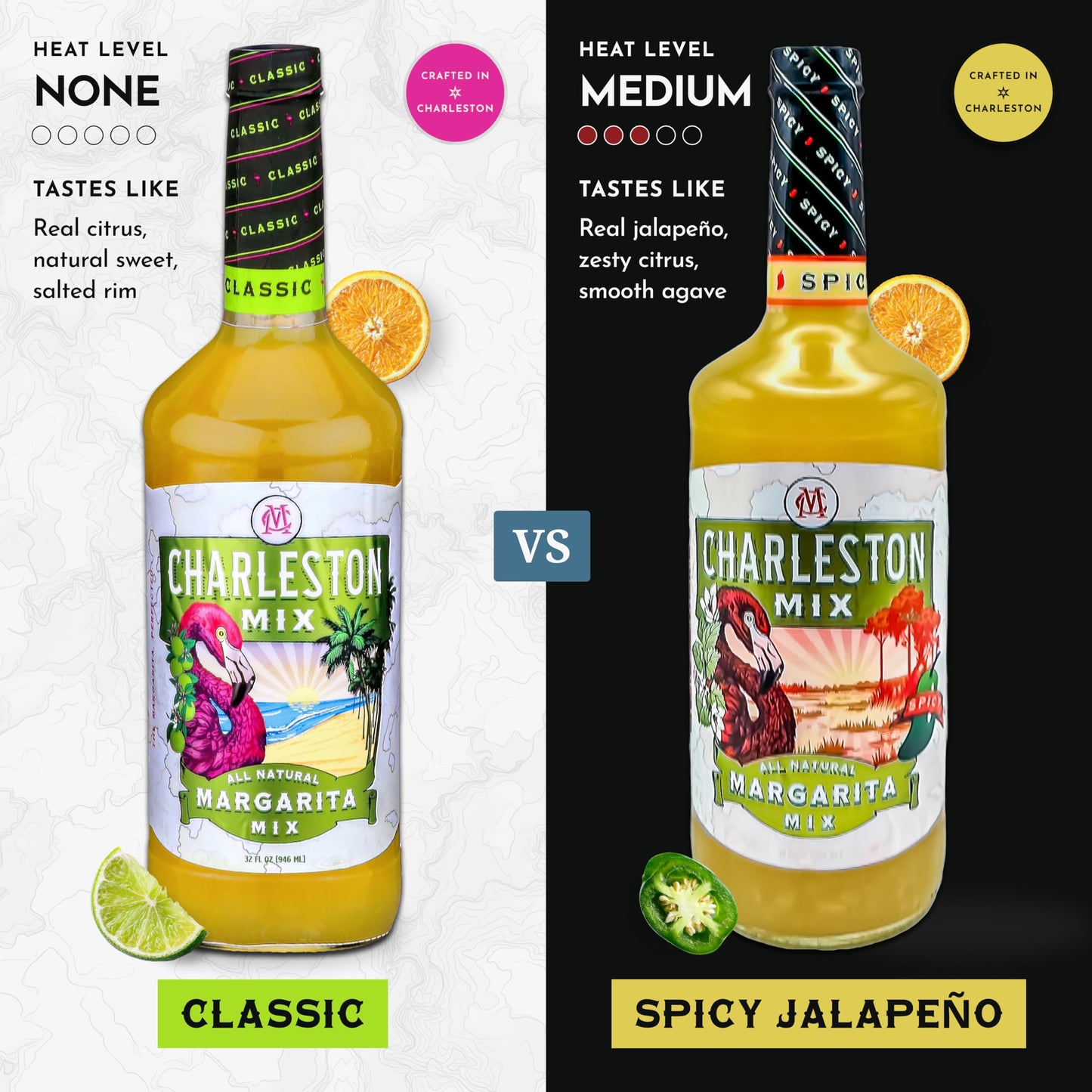 Charleston Mix - Premium All Natural Margarita Mix, Classic Lime, 32oz