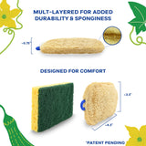 Qucurby All Natural Loofah Kitchen Sponges (3 Pack) - Eco Friendly - Compostable & Biodegradable - Natural Sponges for Dishes (Paper Bag Packaging)