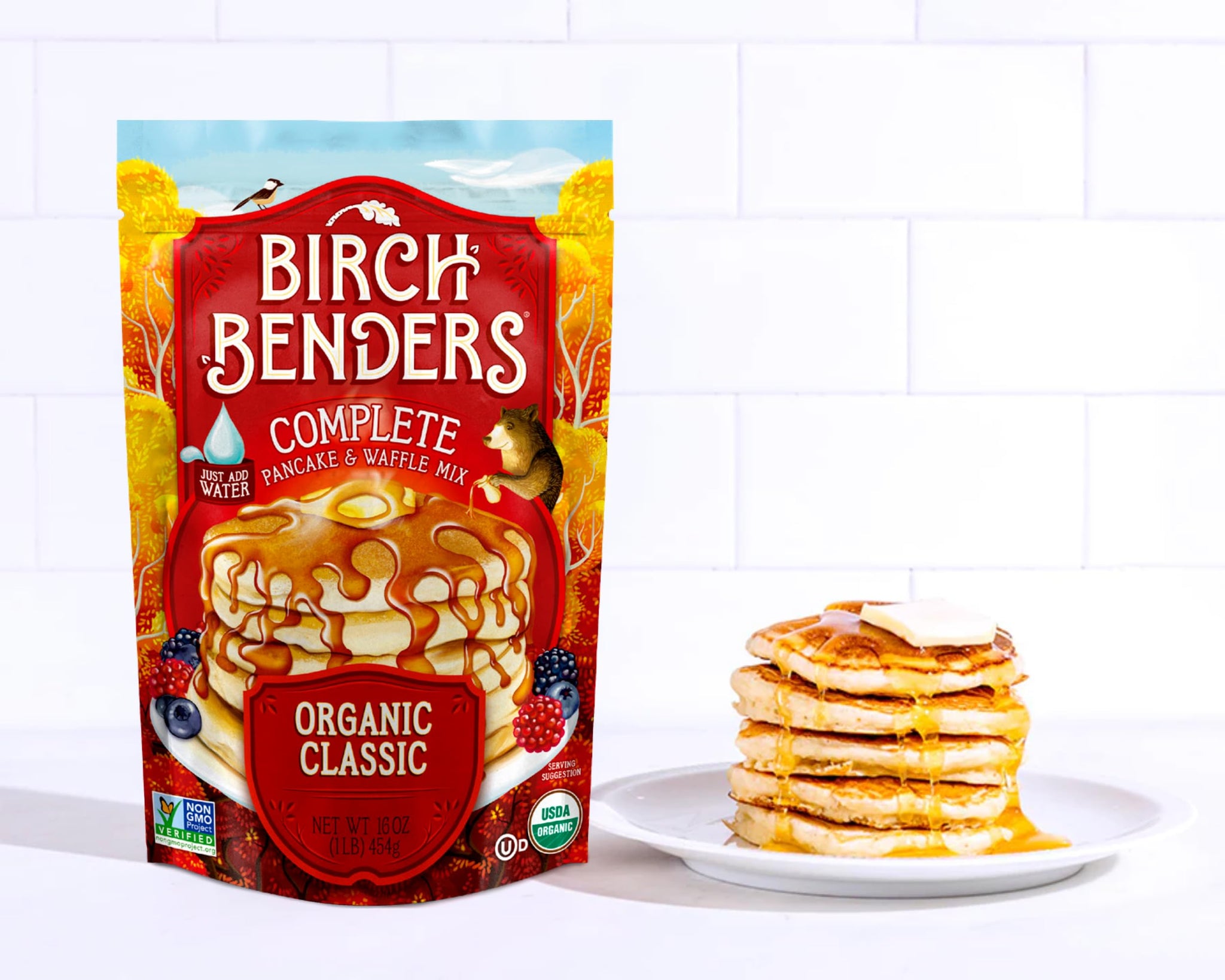 Birch Benders Griddle Cakes, Pancake & Waffle Mix Classic Organic, 16 Ounce
