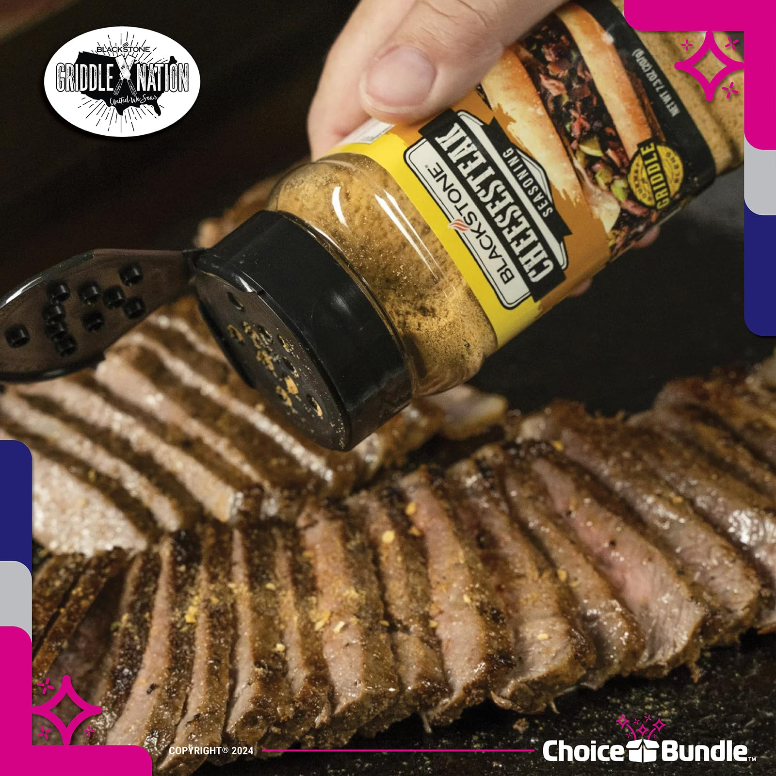 Blackstone Cheesesteak Seasoning - Gourmet Griddle Premium Barbecue Rub 2 Pk (14.6 oz) + BBQ Masters & Opener (4 Items)!