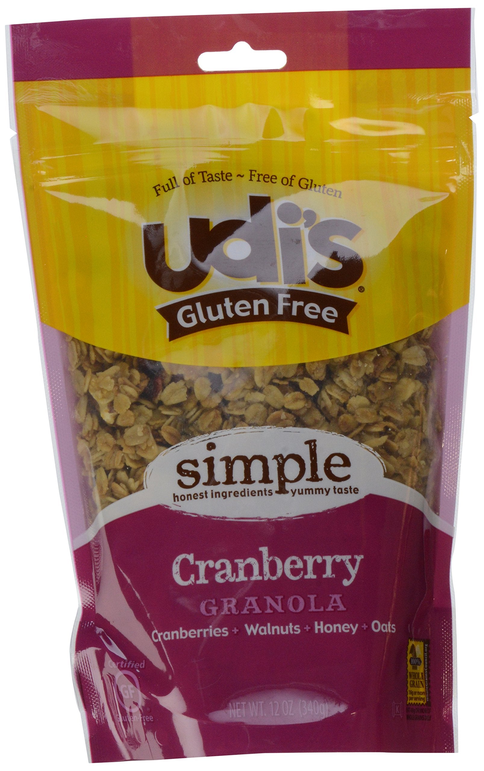 Udi's Gluten Free Granola, Cranberry, 12 oz Pouches (Pack of 3)