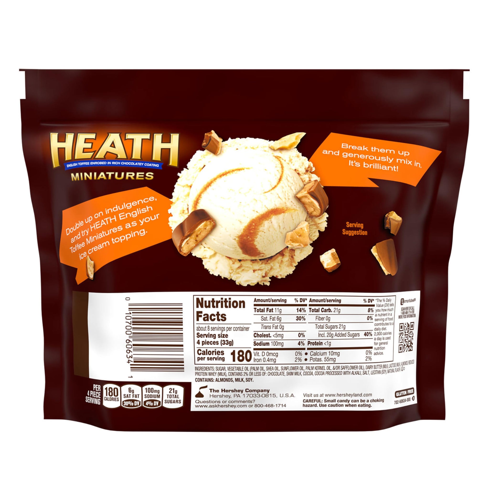 Heath, Miniatures Chocolatey English Toffee Candy Share Pack, 9.1 Ounce
