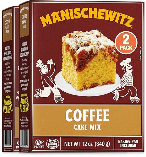 Manischewitz Coffee Cake Mix 12oz (2 Pack) | Kosher for Passover | Baking Pan Included | Dairy Free | Grain Free